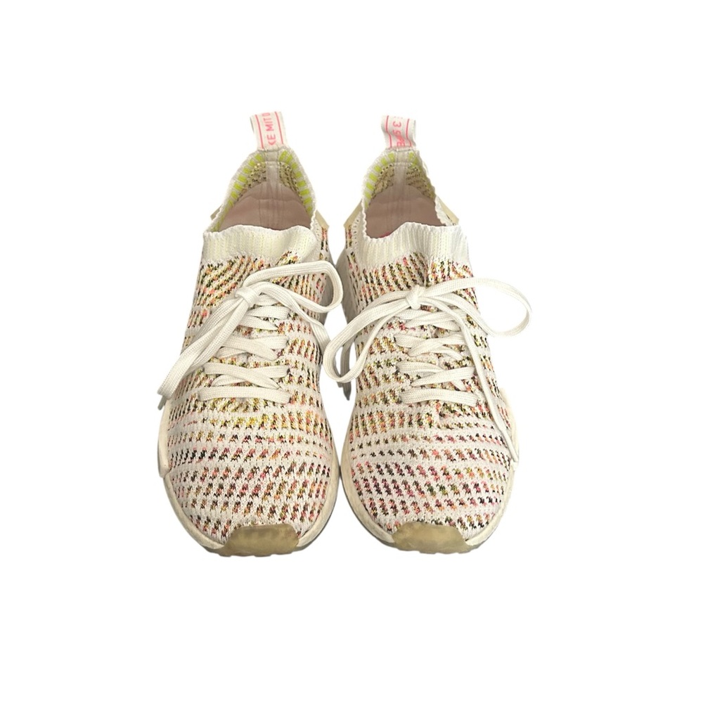 Adidas Women’s NMD R1 Primeknit B43838 White Multicolor Sneakers Size 8 - Picture 3 of 13